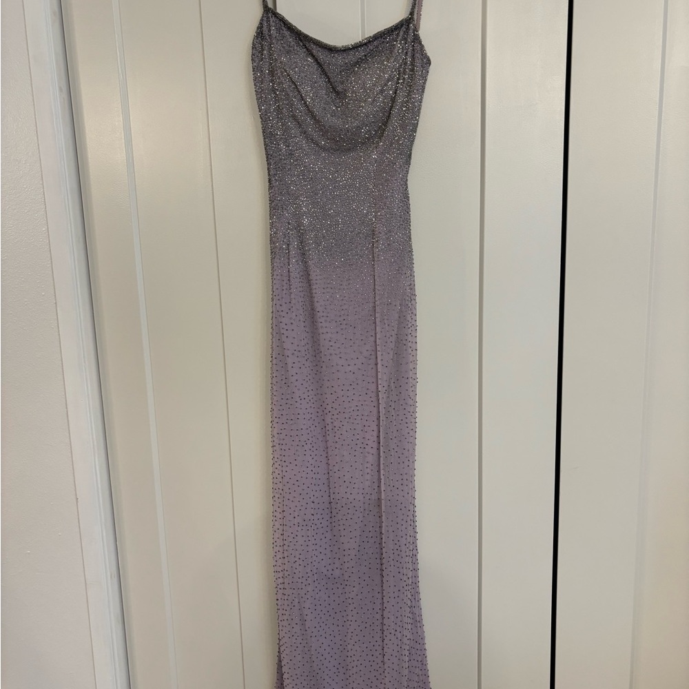 Sean Collection Silver and Purple Prom Dress
